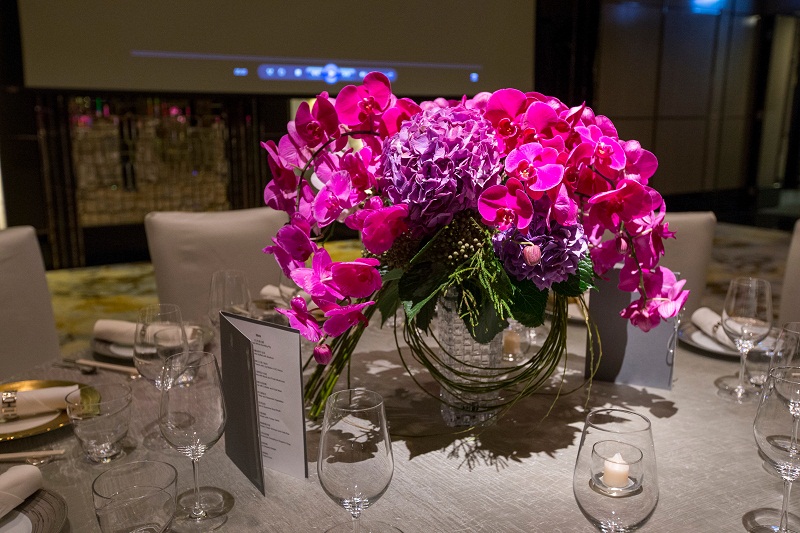 magenta orchid floral arrangements ritz carlton hong kong elena damy floral design