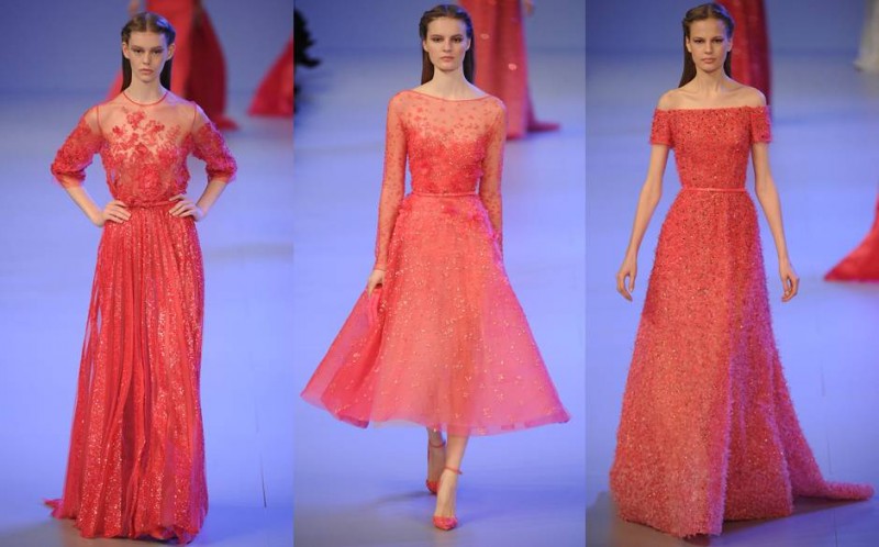 Coral evening gowns for weddings