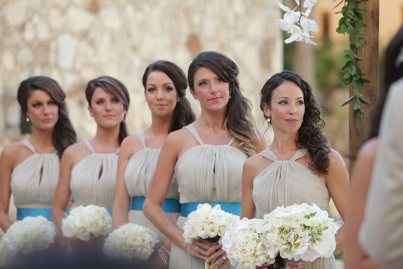 bridesmaids beach weddings mexico white bouquets elena damy floral design