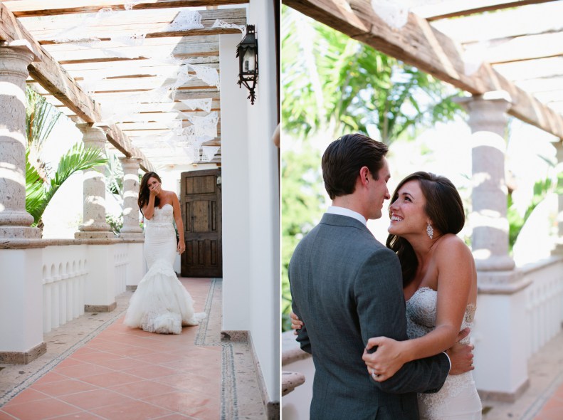 bride and groom first look cabo weddings elena damy floral and event design