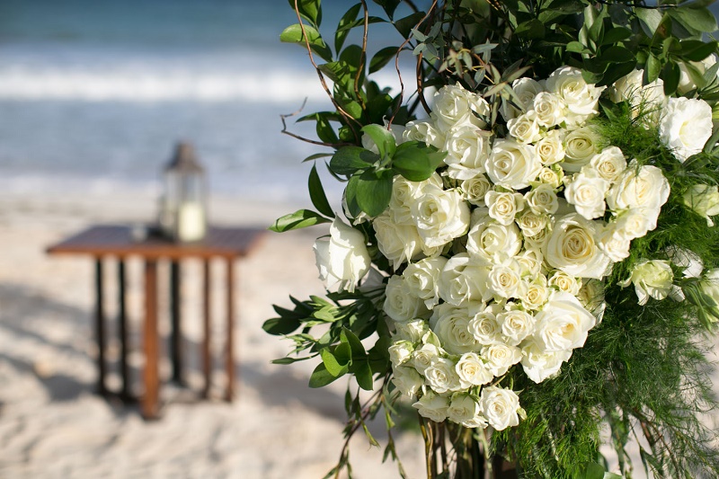 white floral ceremony structure mayan riviera weddings