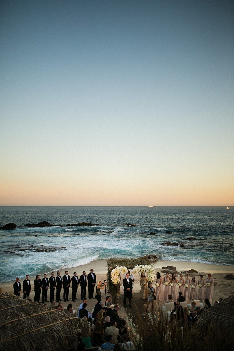 sunset ceremonies beach weddings los cabos esperanza resort elena damy event design chris plus lynn photography