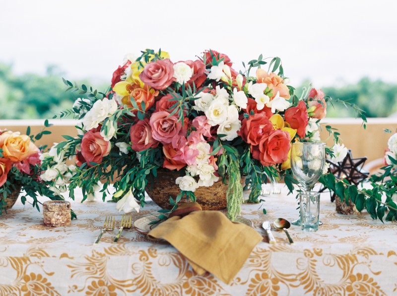 Mexican inspired floral centerpiece by Elena Damy for Destination I Do magazine