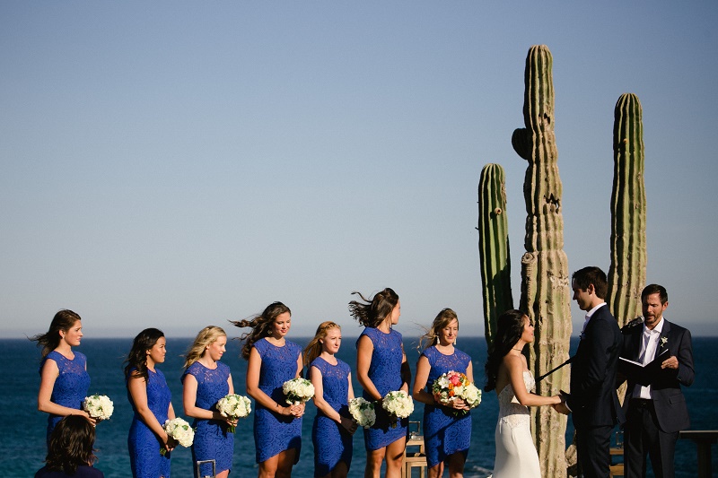 bridesmaids wedding ceremony weddings at cabo del sol elena damy destination wedding planners mexico chris plus lynn photo