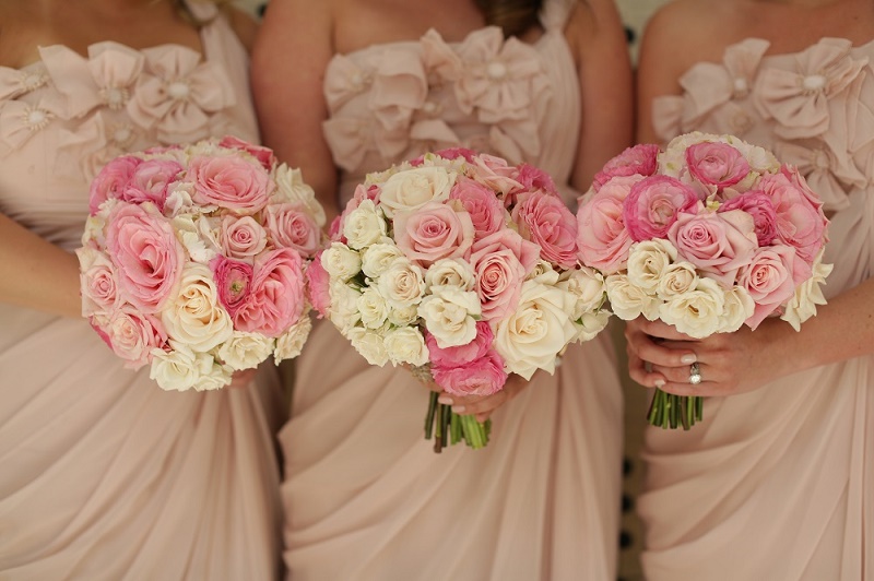 Pink Bridesmaids Bouquets Destination Weddings Mexico Elena Damy Wedding Planners