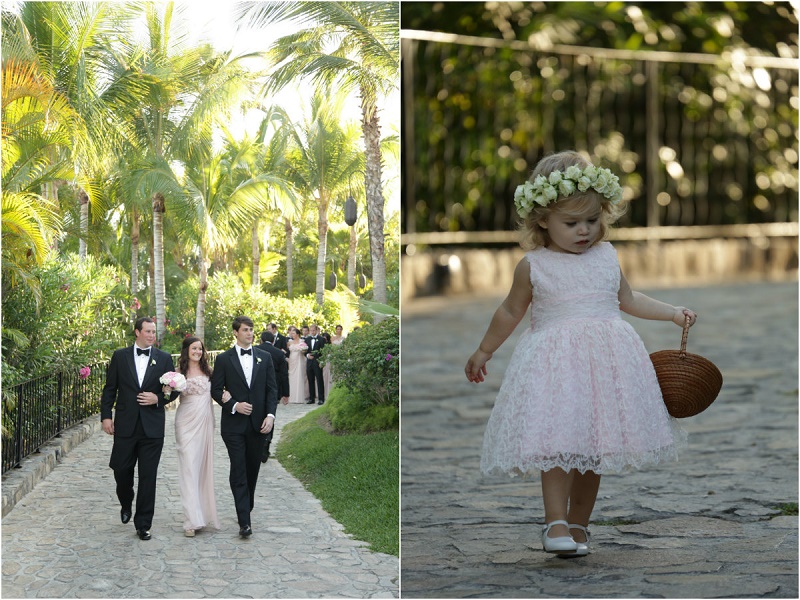 bridal party and flower girl processionals Cabo Weddings One and Only Palmilla Elena Damy Event Design Cabo Chris Plus Lynn Photo