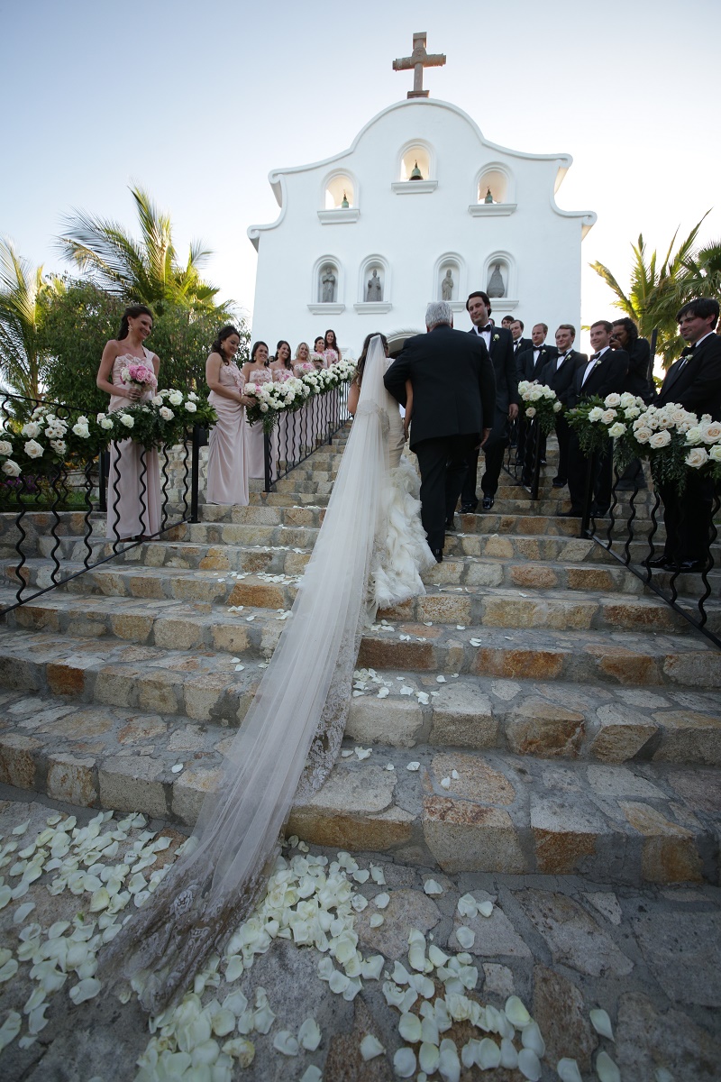 ceremony chapel steps Cabo Weddings One and Only Palmilla Elena Damy Event Design Cabo Chris Plus Lynn Photo