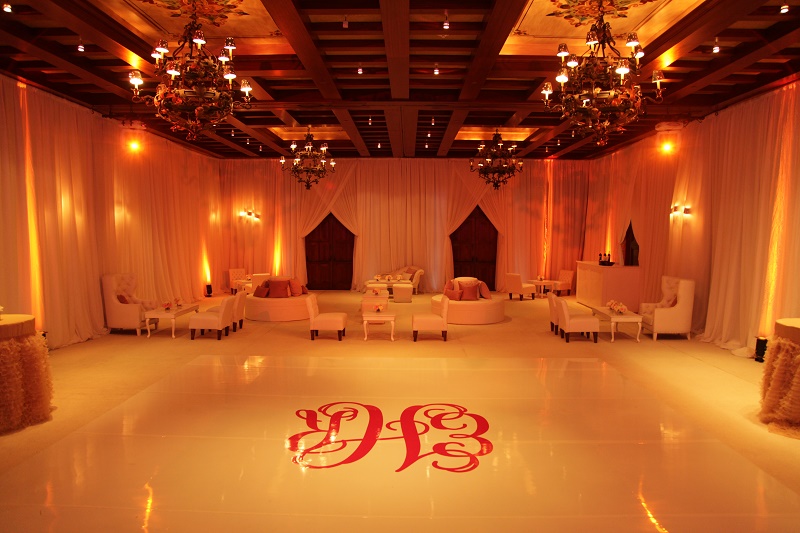 monogrammed white dance floor white lounge Cabo Weddings One and Only Palmilla Elena Damy Event Design Cabo Chris Plus Lynn Photo