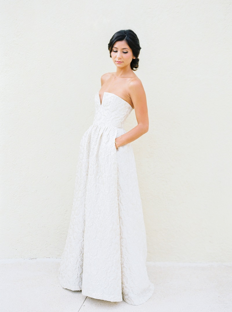 brocade-strapless-wedding-gown-alice-and-olivia-bridesmaid-gown-cabo-wedding