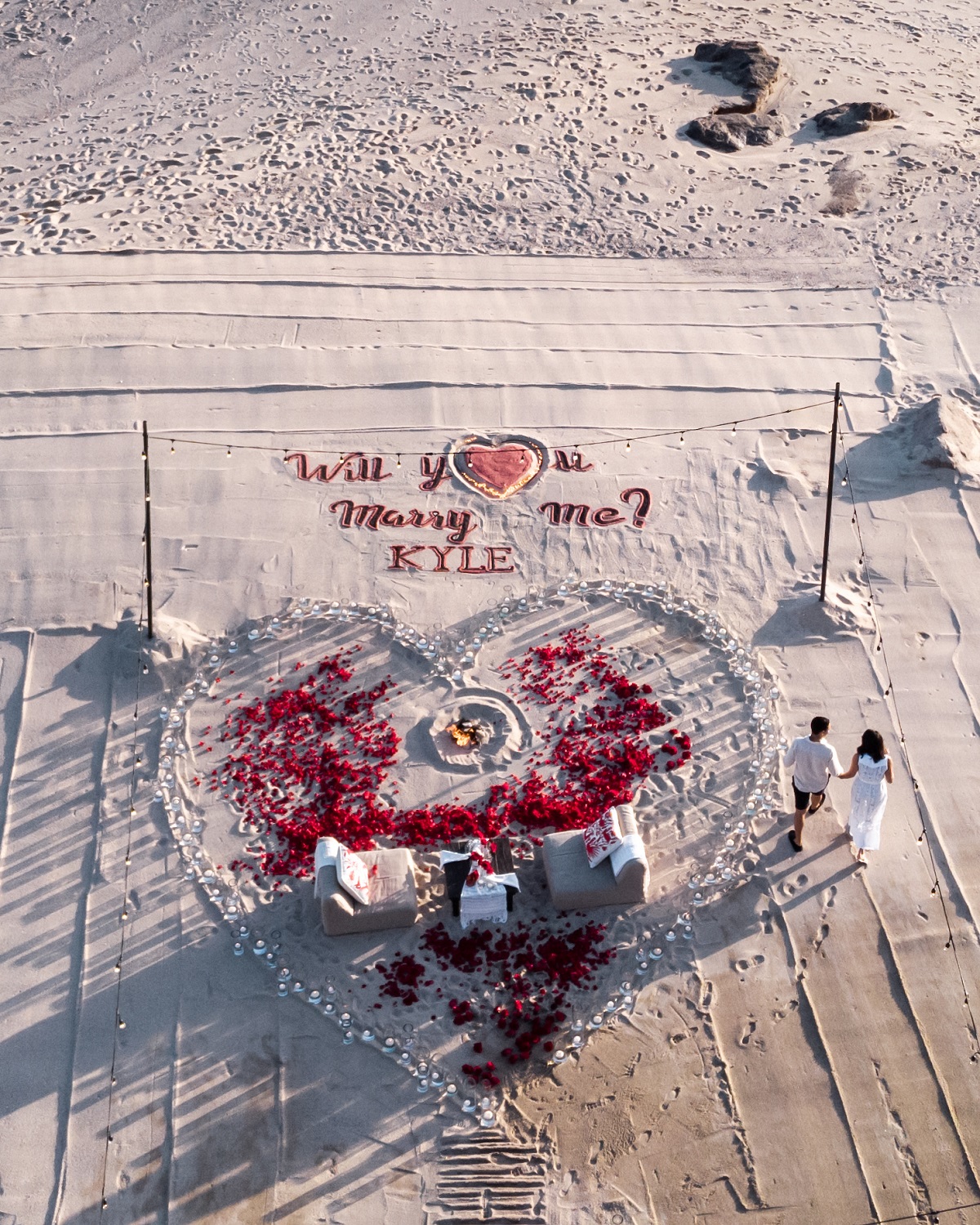 wedding proposal on the beach